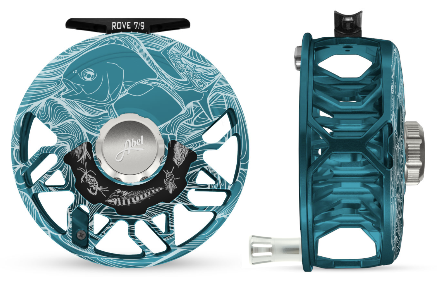 Abel ROVE 9/11 Slate Gray Fly Reel with Larko Permit Engraving and Platinum Drag