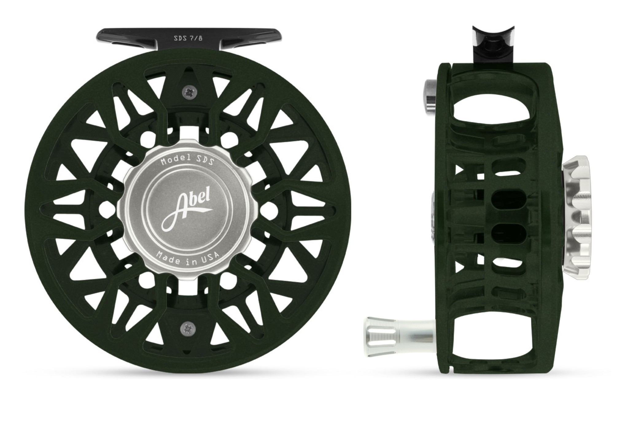 Abel SDS Deep Green & Satin Platinum Fly Reels