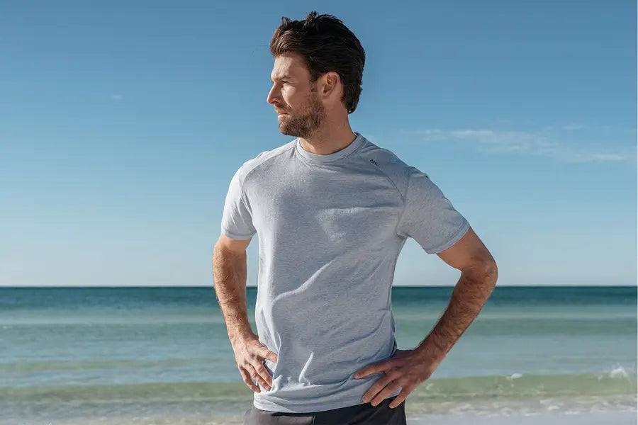 Tasc Carrollton Fitness T-Shirt in Cloud Heather - NEW!