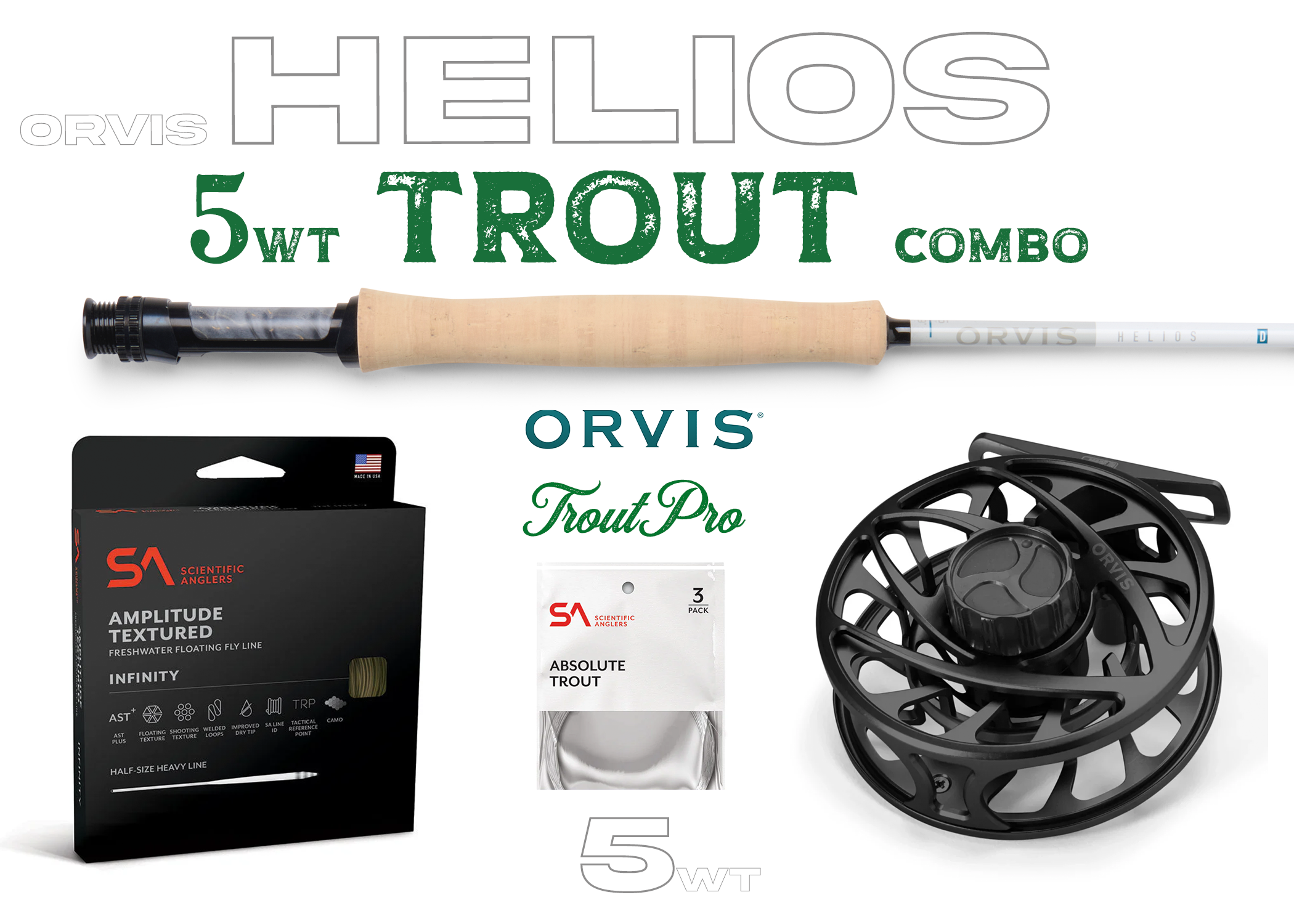 Orvis Helios F 5wt TROUT Fly Rod Combo Outfit - New!