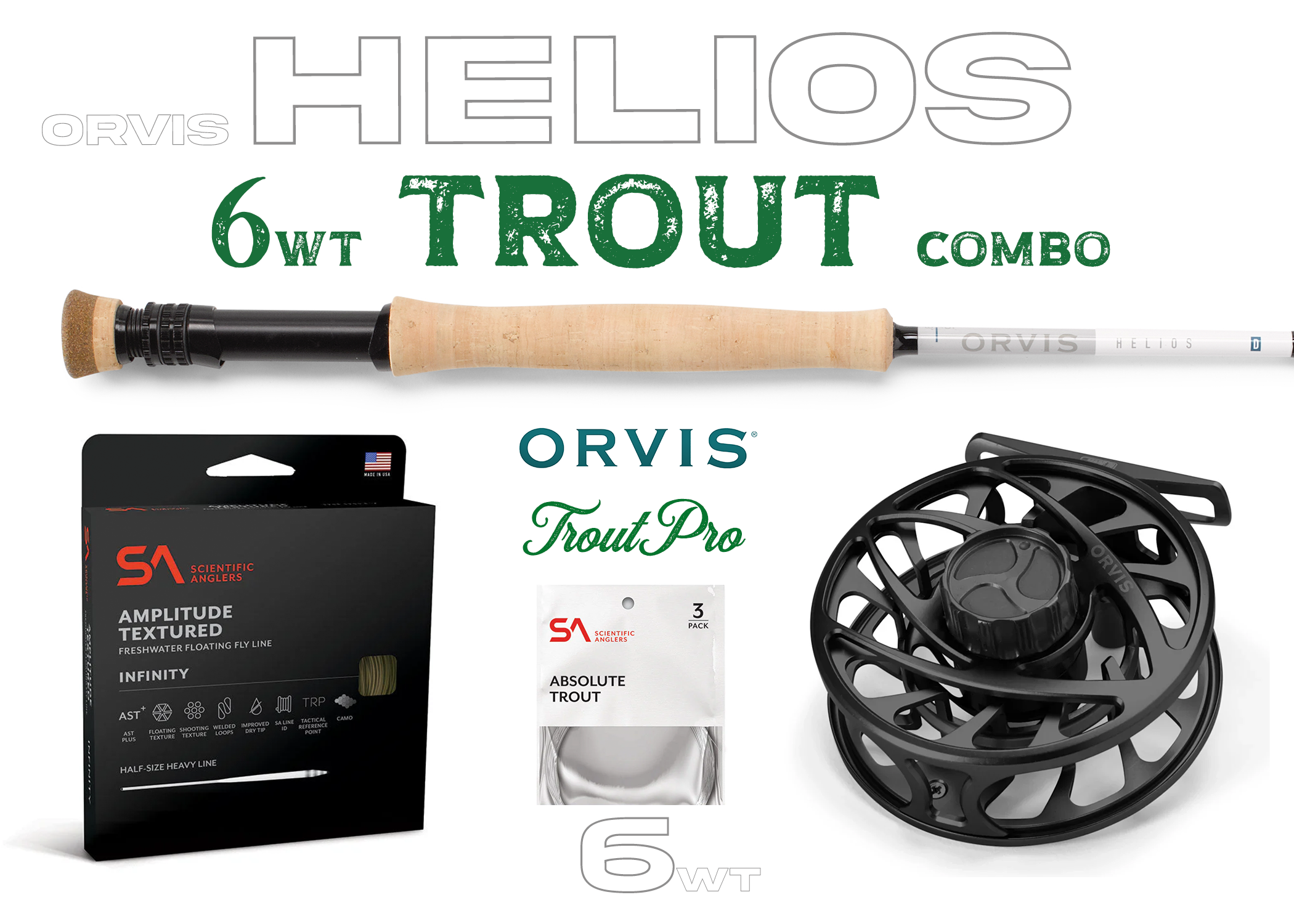 Orvis Helios D 6wt TROUT Fly Rod Combo Outfit - New!