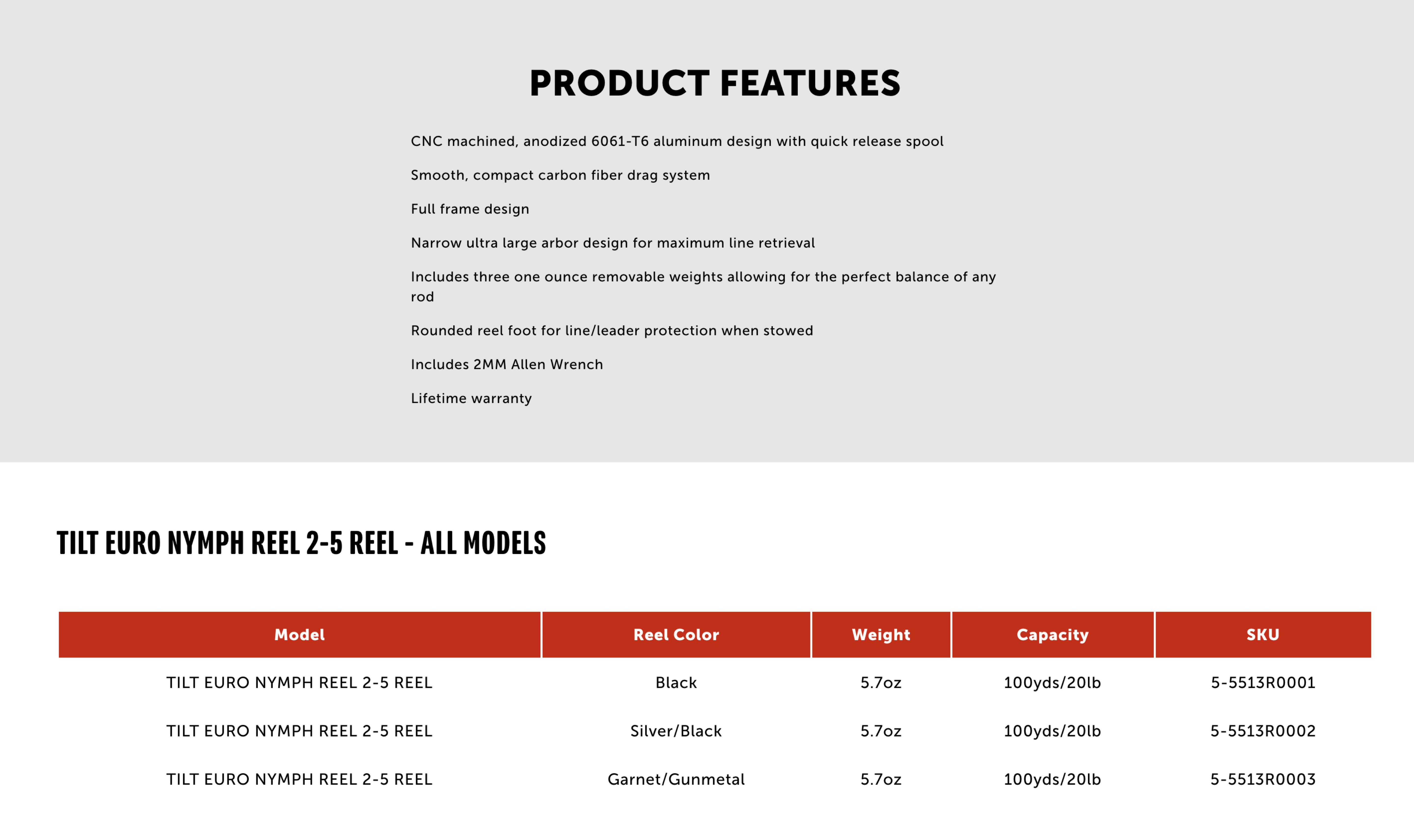 Redington TILT Reel Euro Nymph 2-5 ESN Fly Reel in Black