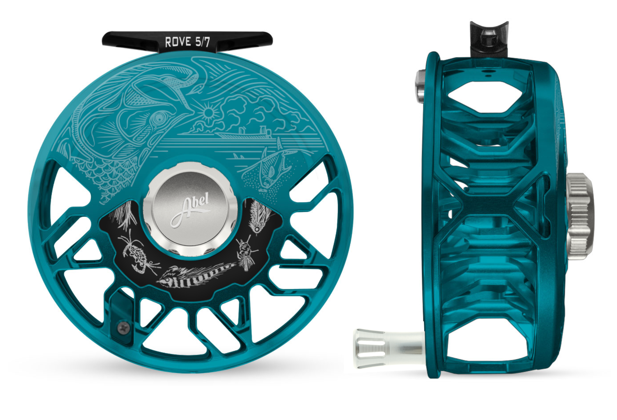 Abel ROVE 9/11 Slate Gray Fly Reel with Larko Permit Engraving and Platinum Drag