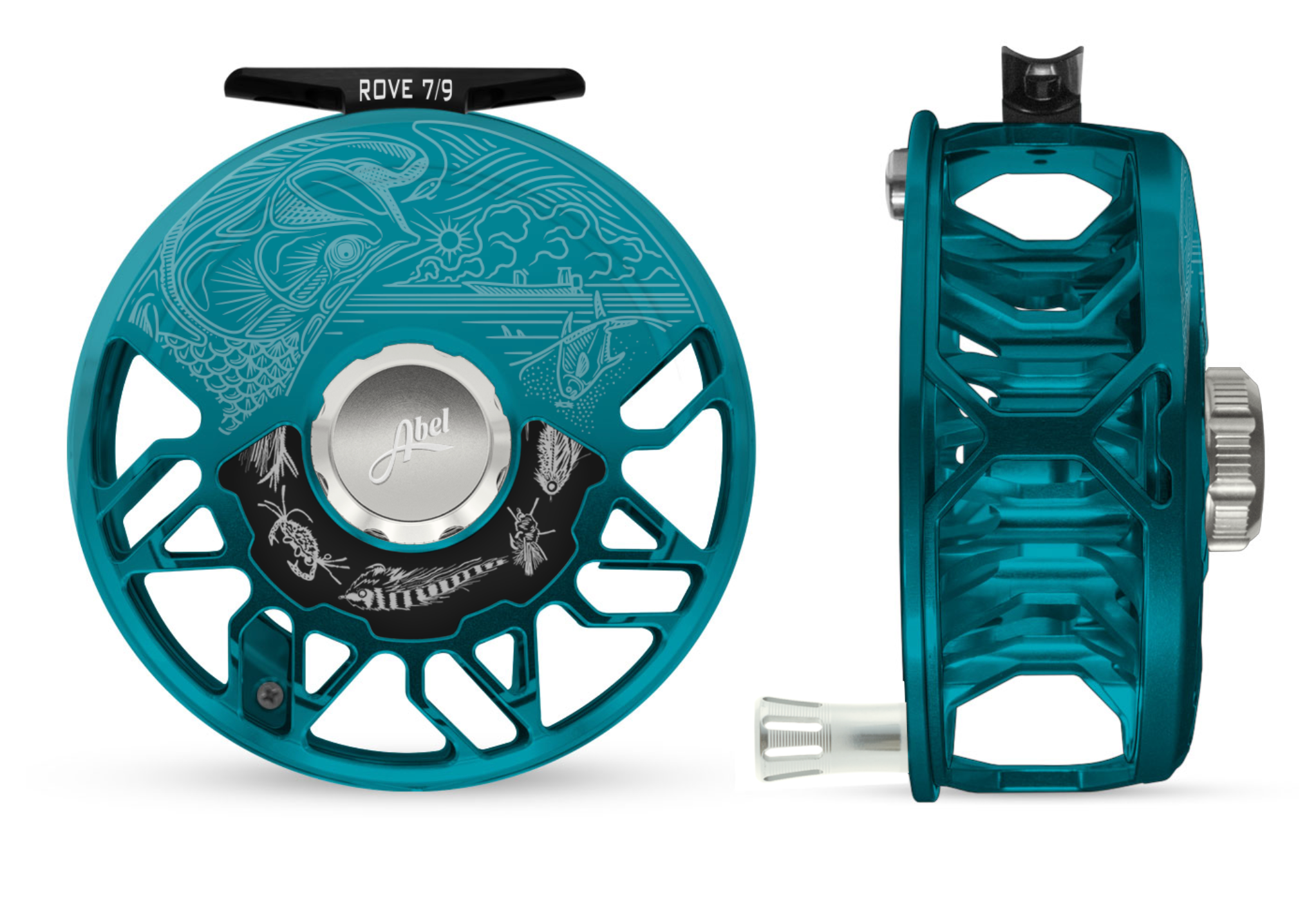 Abel ROVE 9/11 Slate Gray Fly Reel with Larko Permit Engraving and Platinum Drag