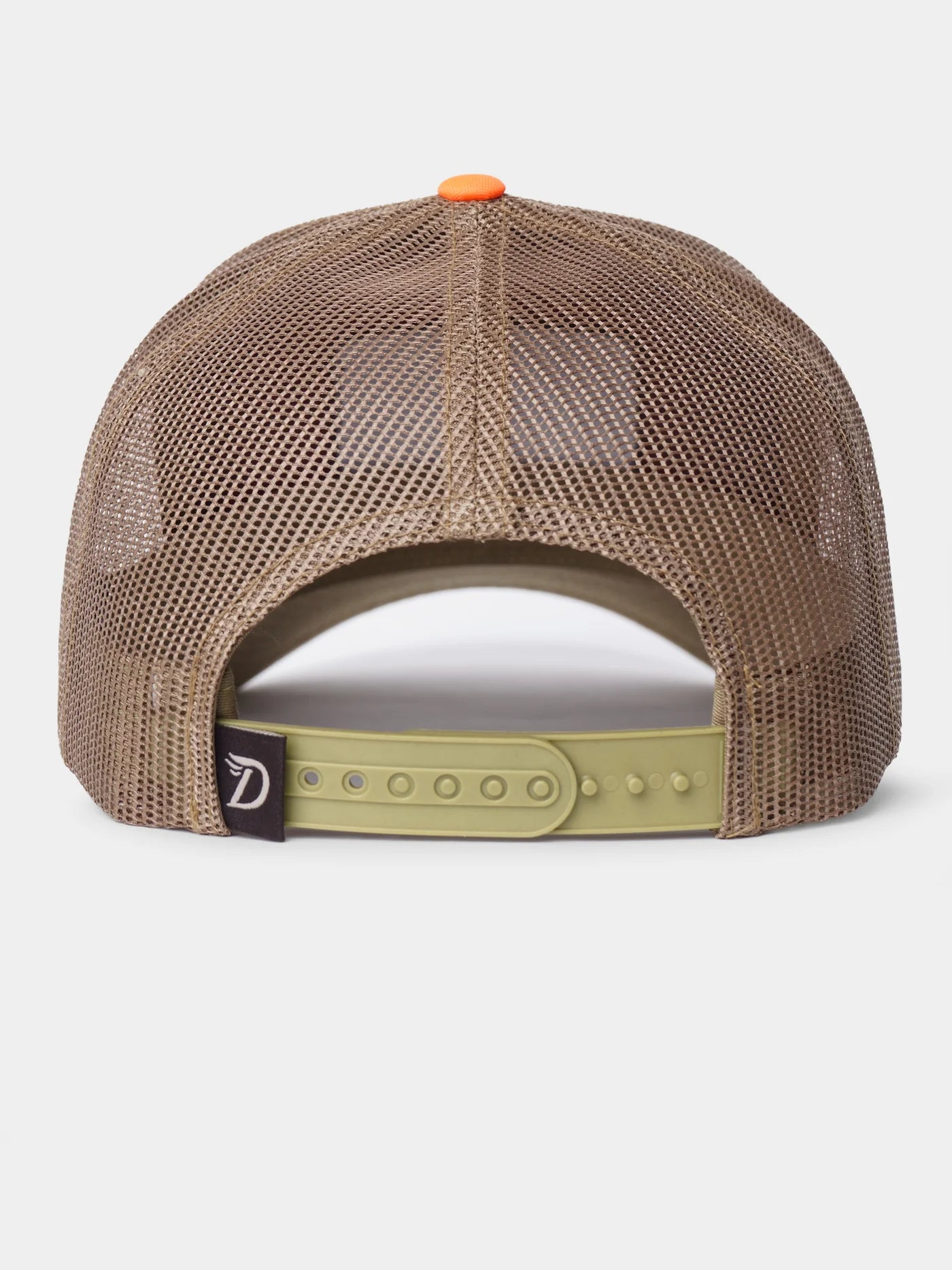 Duck Camp Trucker Hat in Wheat/Blaze Orange