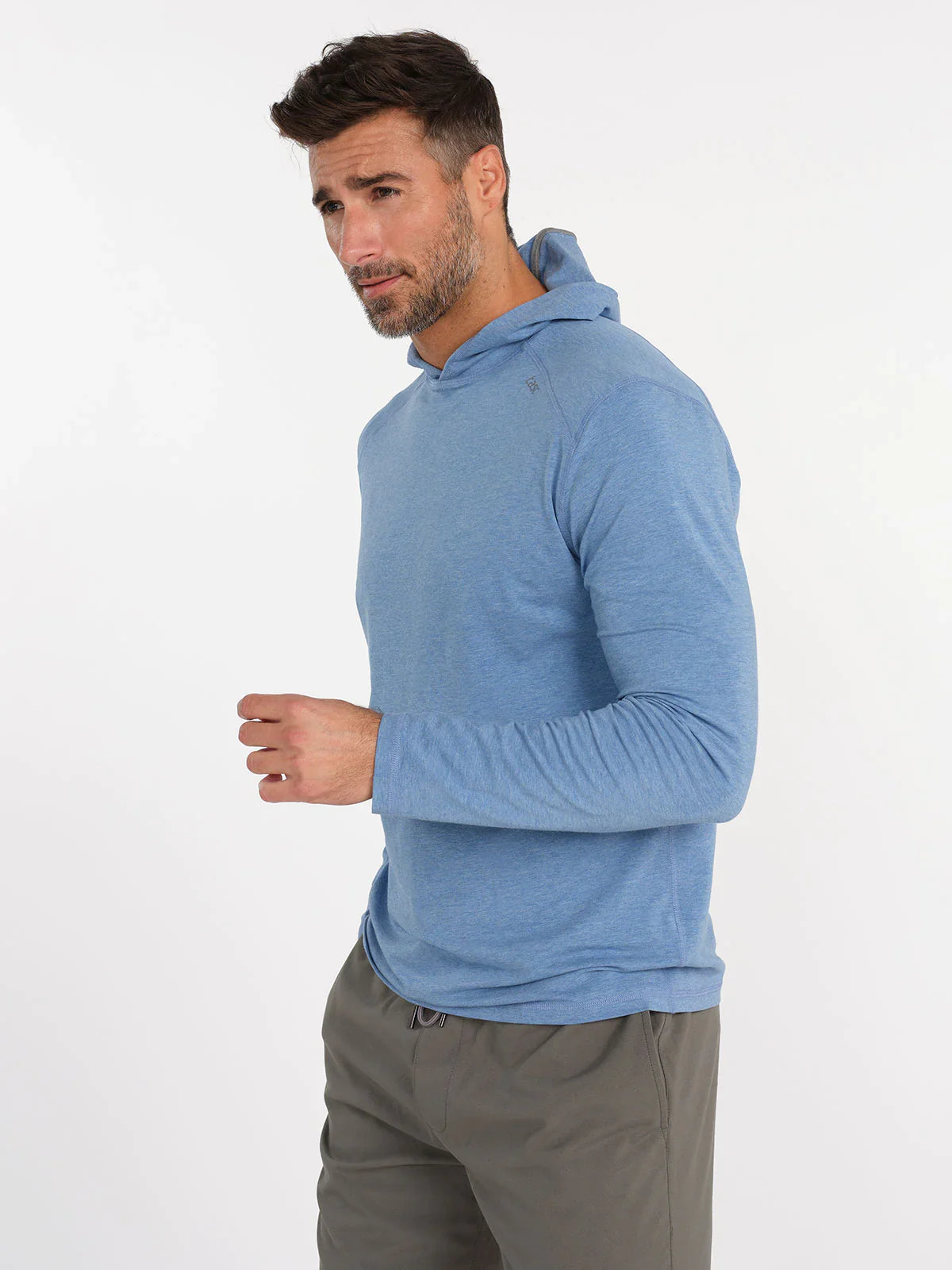Tasc Carrollton Lightweight Fitness Hoodie in Chambray Heather Blue - NEW!