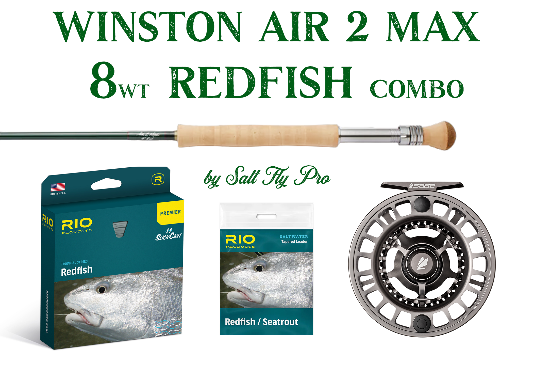 Winston AIR 2 MAX 8wt REDFISH Saltwater Fly Rod Combo Outfit - NEW!