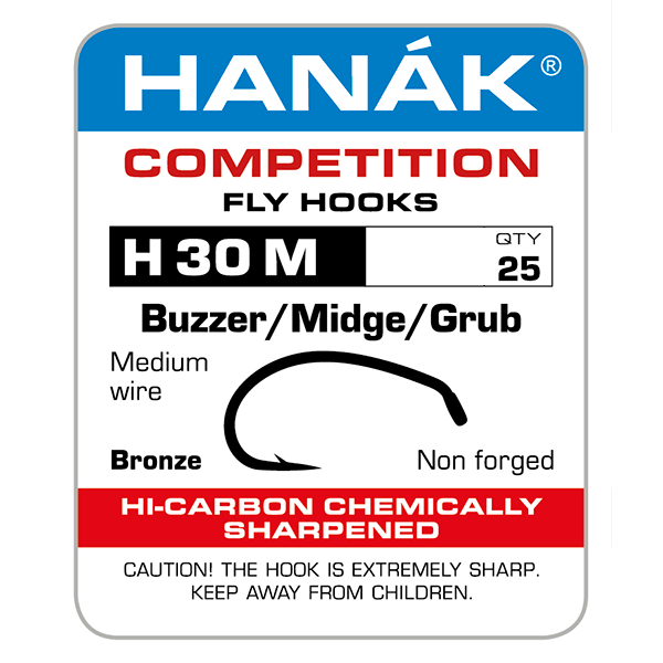 Hanak 30 Barbed Buzzer/Midge/Grub - 25 pack
