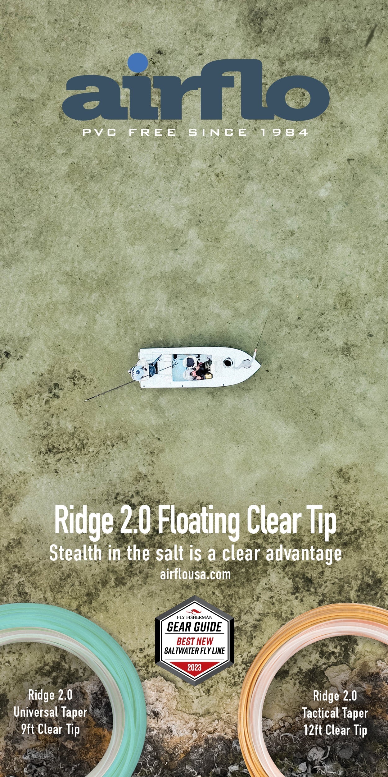 Airflo Flats Clear Tip Universal Taper Saltwater Floating Fly Line - Superflo Ridge 2.0 - NEW for 2023!