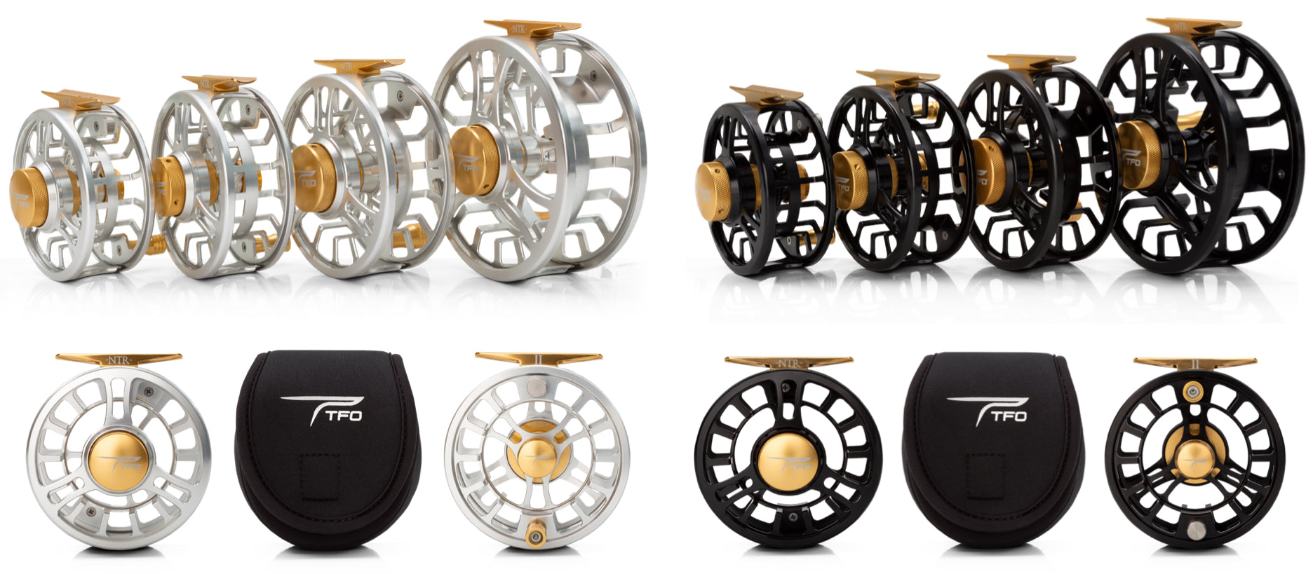 TFO NTR Fly Reels in Silver/Gold