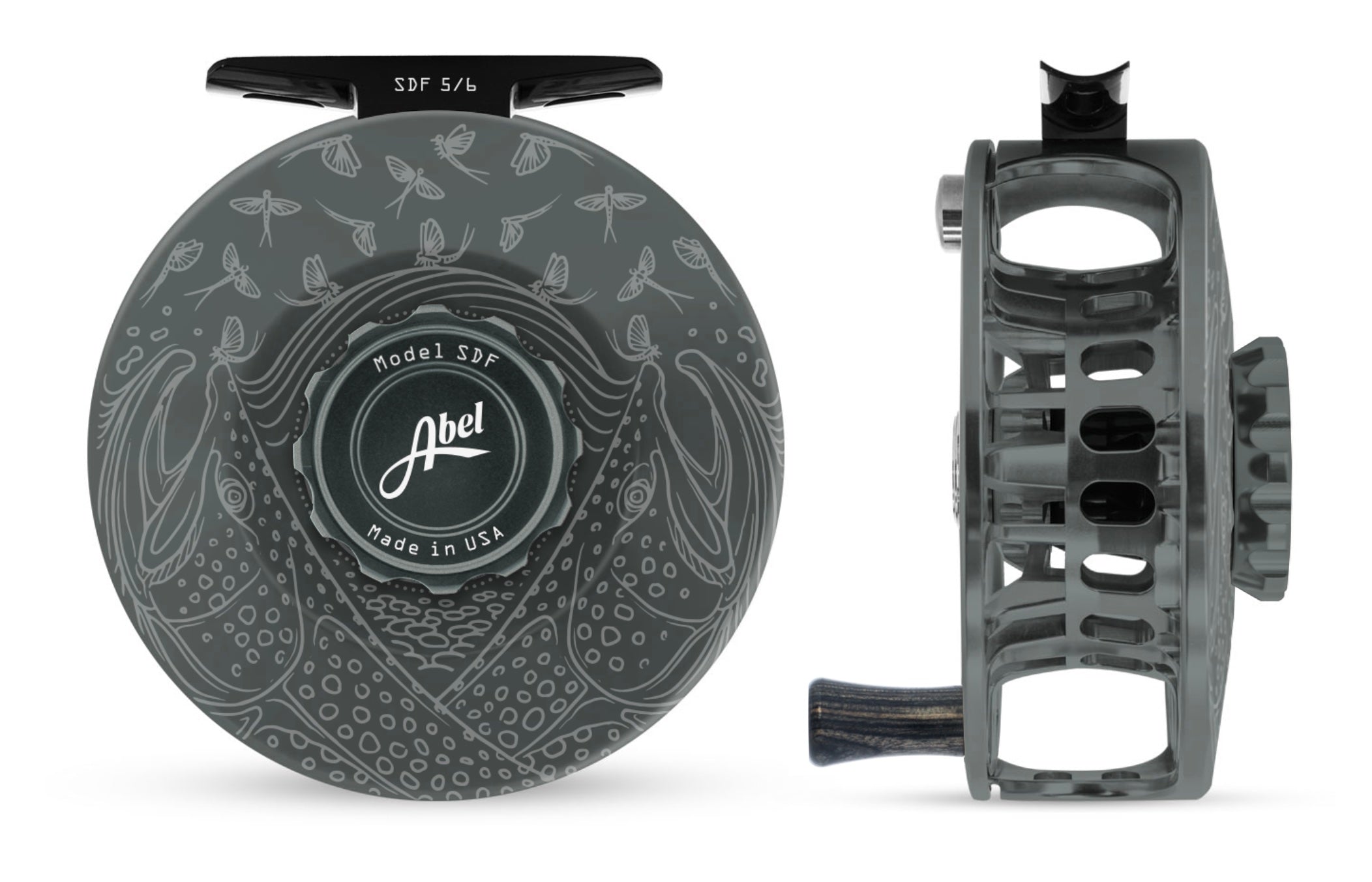 abel tr fly reel 2018 Abel SDF Reel in Slate Grey with Underwood Mayfly Flurry Engraving – TroutPro