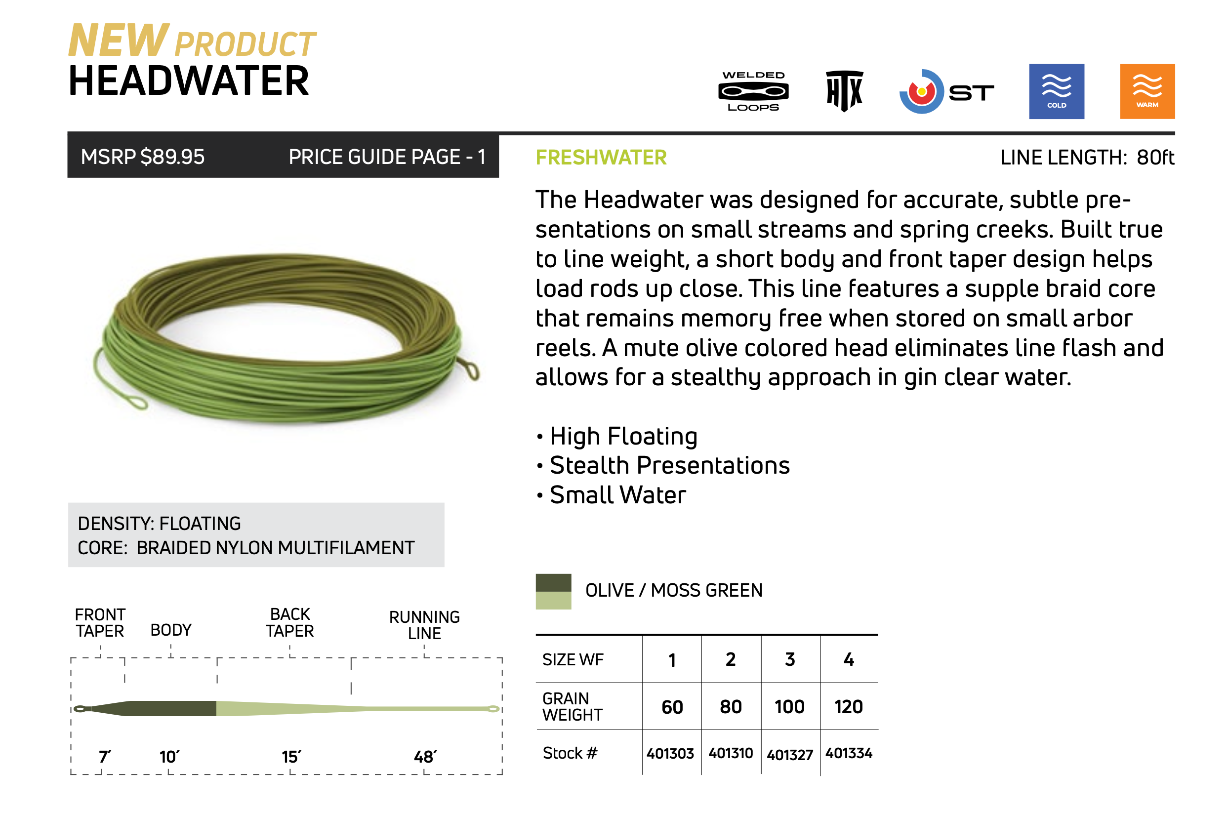 Cortland Headwater Fly Line - Trout Series - New!