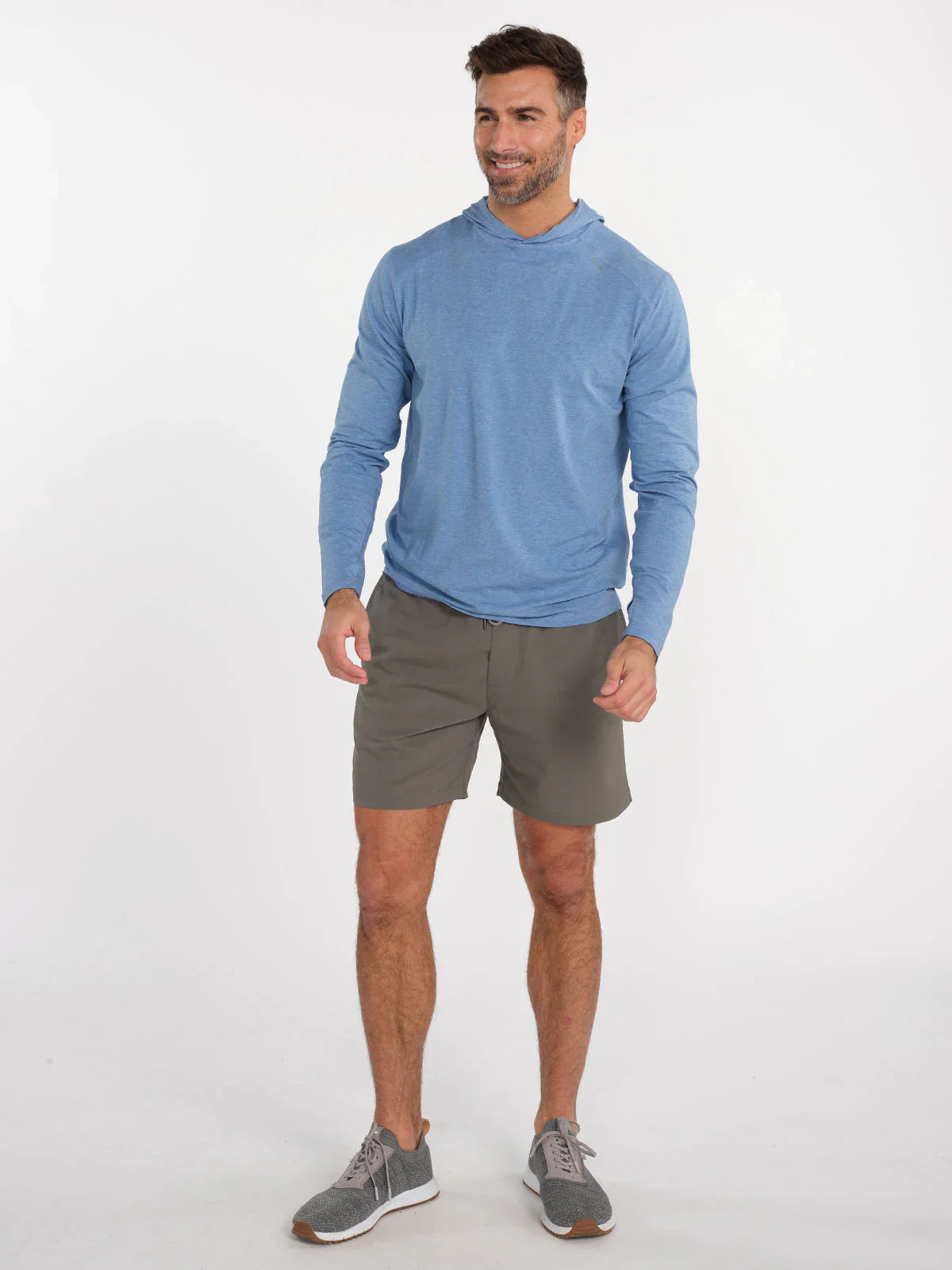 Tasc Carrollton Lightweight Fitness Hoodie in Chambray Heather Blue - NEW!