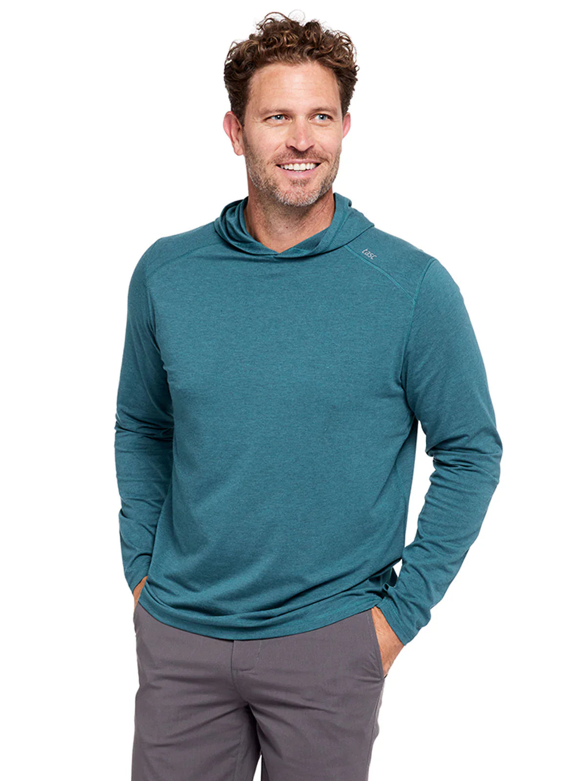 Tasc Carrollton Lightweight Fitness Hoodie in Mallard Green Heather - NEW!