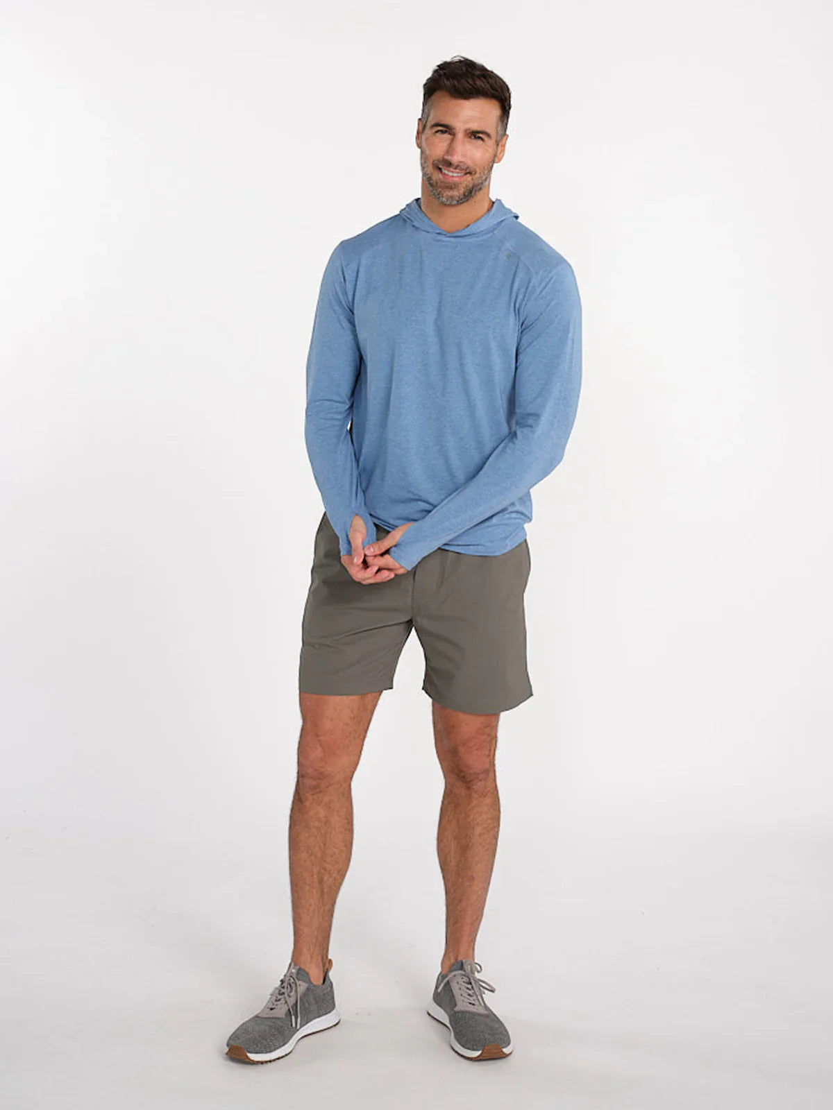 Tasc Carrollton Lightweight Fitness Hoodie in Chambray Heather Blue - NEW!