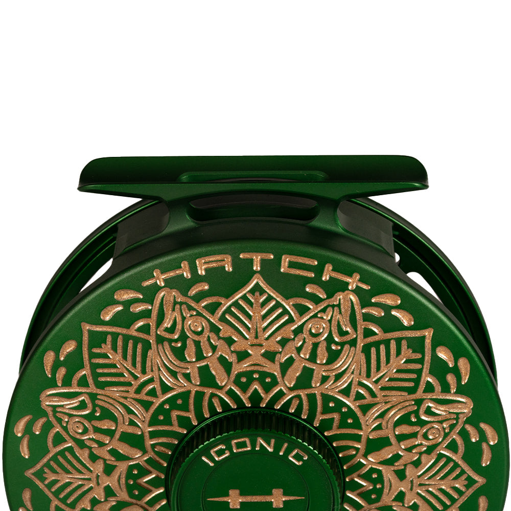 Hatch Iconic 5+ Plus Green Special Limited Edition Fly Reels - Artist Collaboration with Drew Wilson