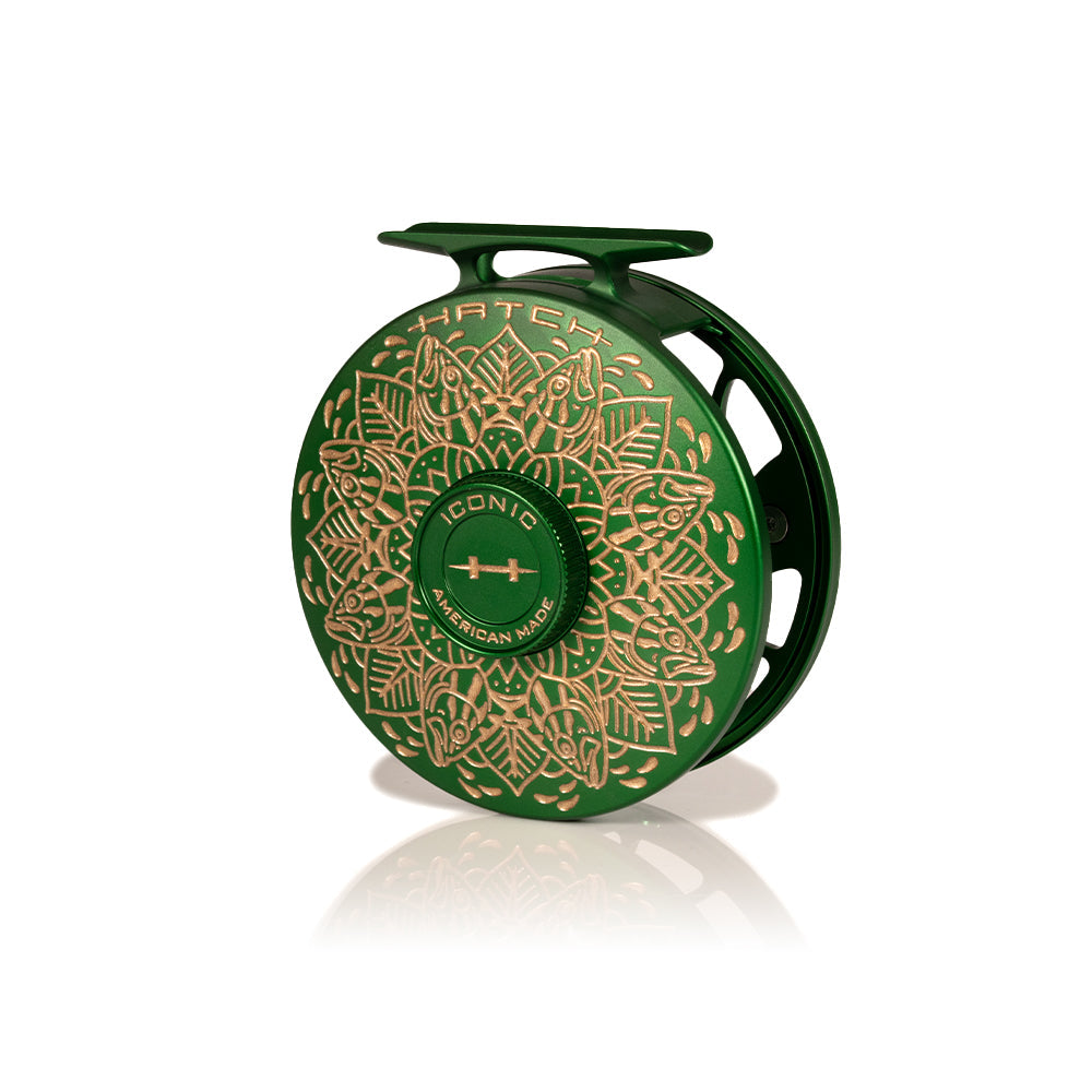 Hatch Iconic 5+ Plus Green Special Limited Edition Fly Reels - Artist Collaboration with Drew Wilson