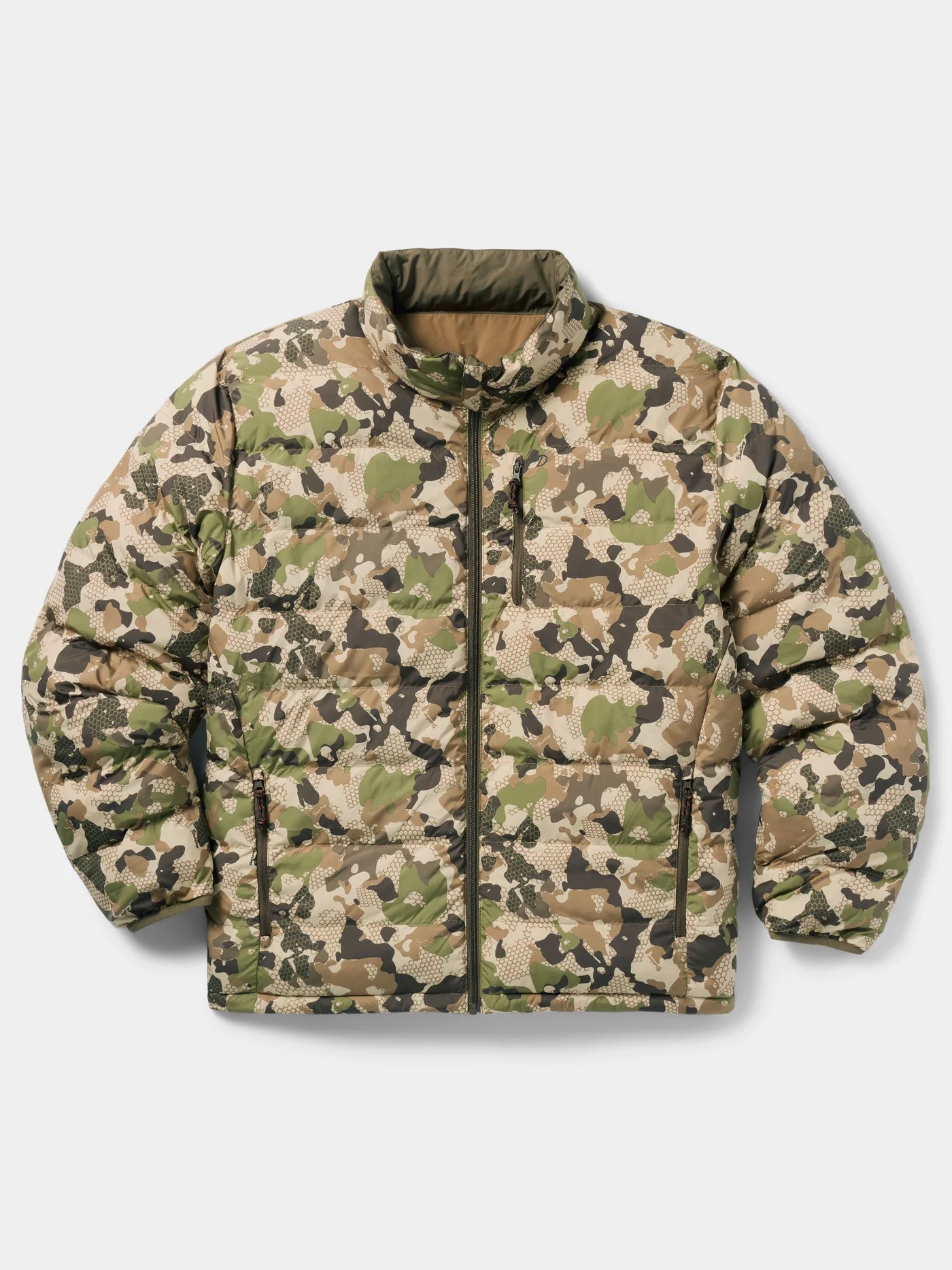 Duck Camp Men’s Reversible Puffer Jacket in Pin Oak / Wetland Camo