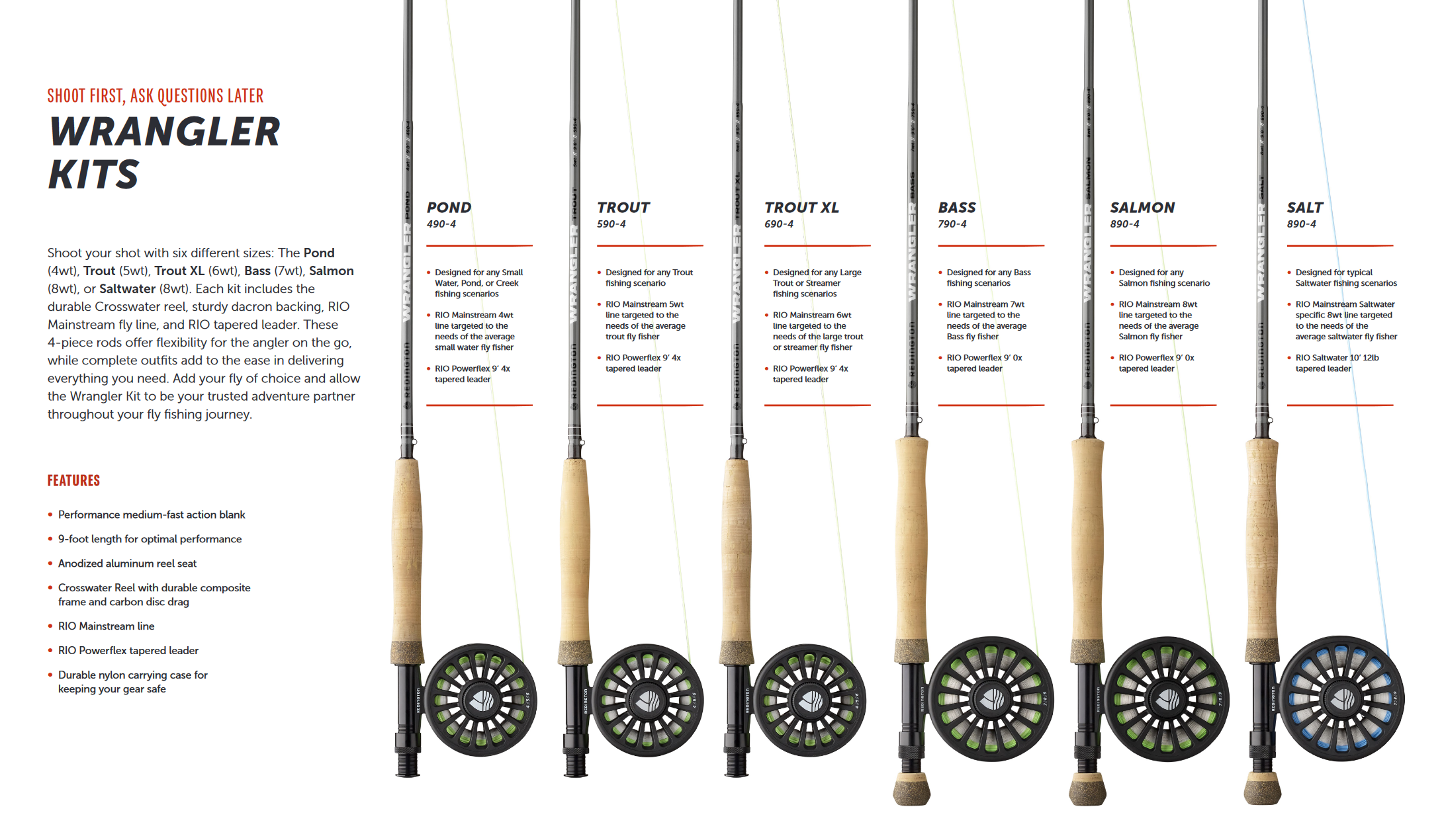 Redington Wrangler BASS Kit - 7wt Bass Fly Rod & Reel Combo w/ Case